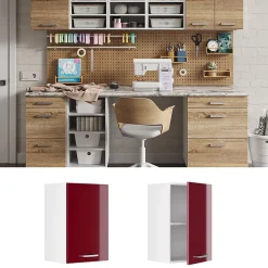 Vicco Armoire suspendue universelle Rouge bordeaux Haute brillance 40cm avec étagères ouvertes