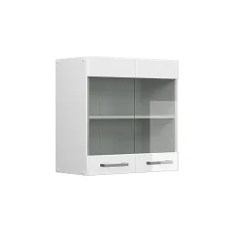 Vicco Armoire suspendue universelle Blanc Haute brillance 60cm avec portes vitrées