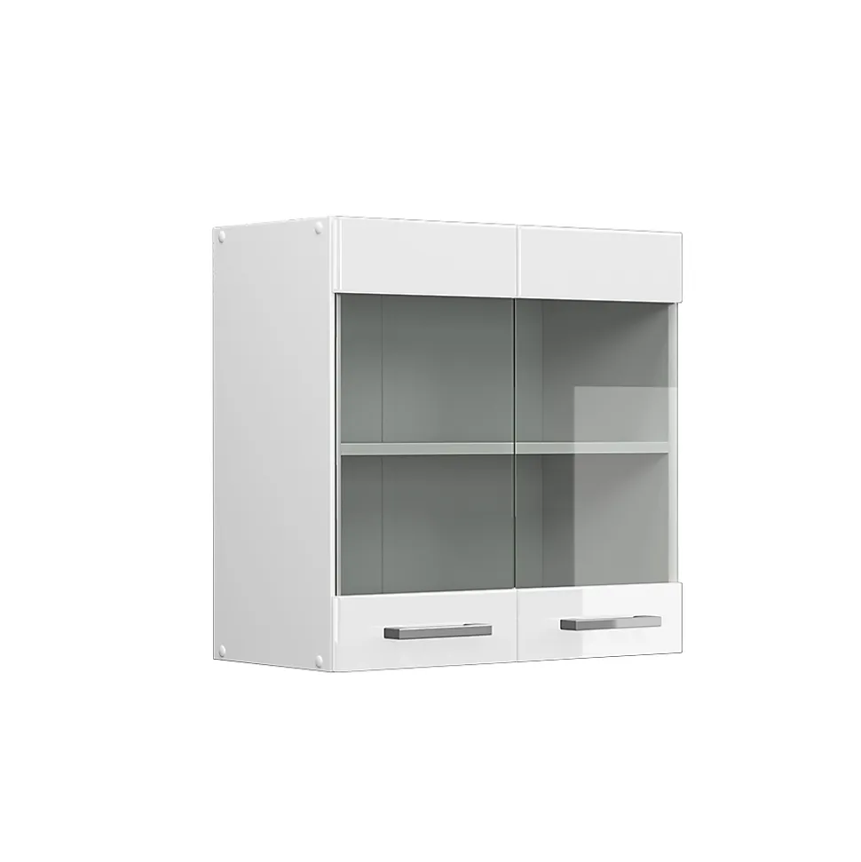 Vicco Armoire suspendue universelle Blanc Haute brillance 60cm avec portes vitrées
