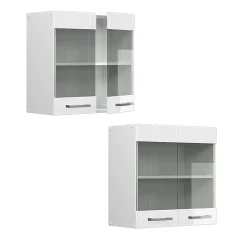 Vicco Armoire suspendue universelle Blanc Haute brillance 60cm avec portes vitrées