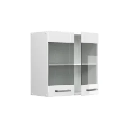 Vicco Armoire suspendue universelle Blanc Haute brillance 60cm avec portes vitrées