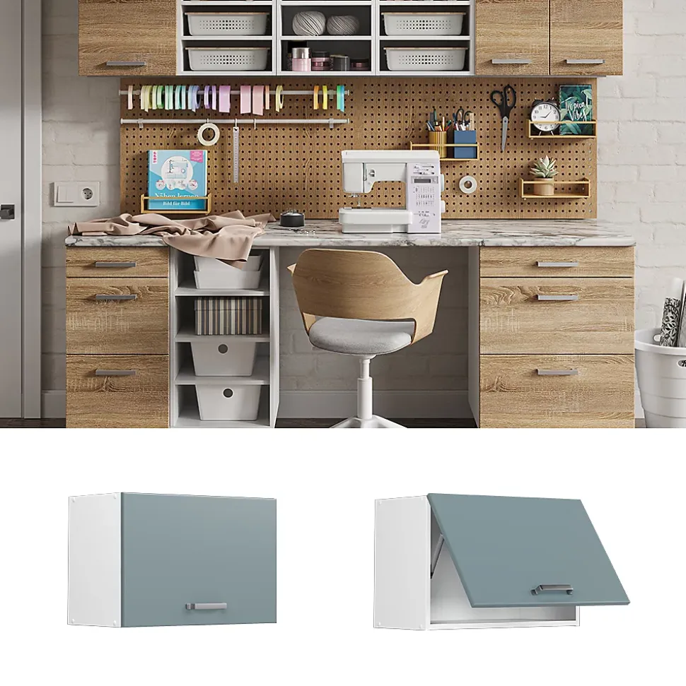 Vicco Armoire suspendue universelle Bleu-gris 60cm avec porte dascenseur