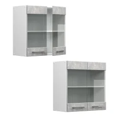 Vicco Armoire suspendue universelle Béton 60cm avec portes vitrées