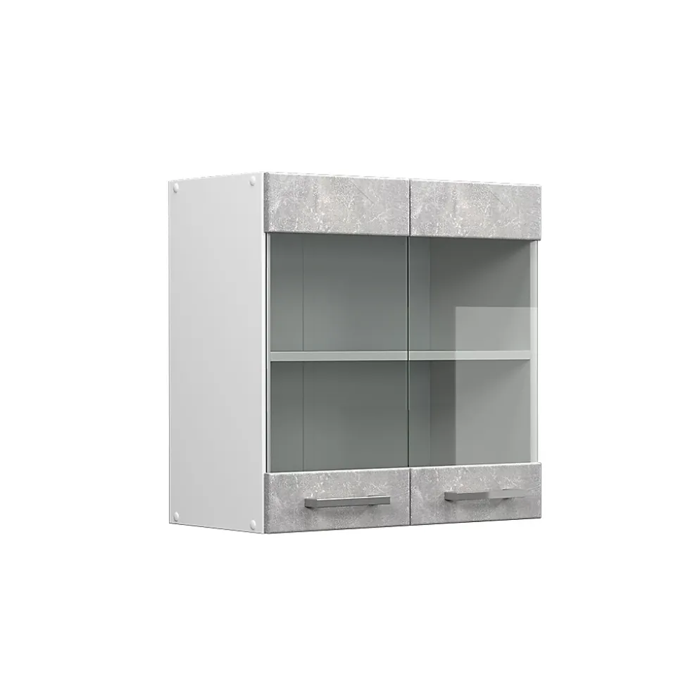 Vicco Armoire suspendue universelle Béton 60cm avec portes vitrées