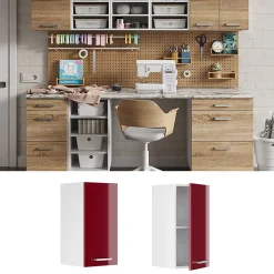 Vicco Armoire suspendue universelle Rouge bordeaux Haute brillance 30cm avec porte