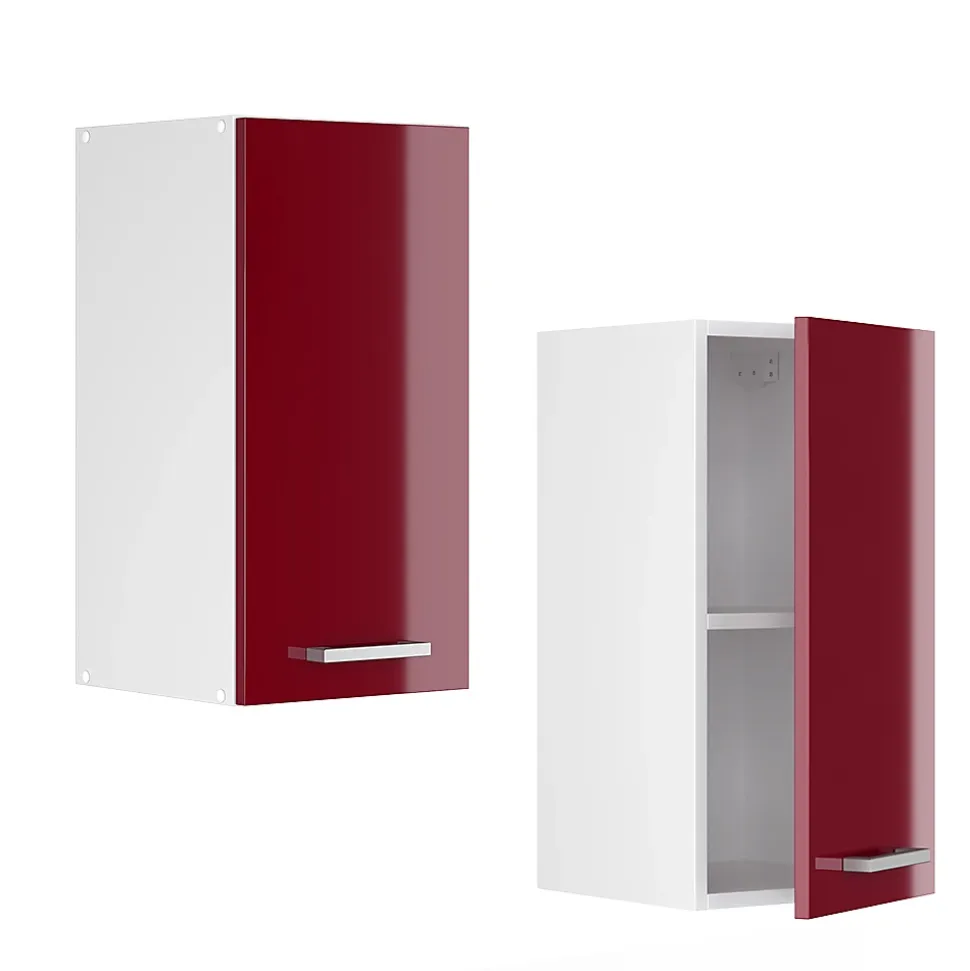 Vicco Armoire suspendue universelle Rouge bordeaux Haute brillance 30cm avec porte