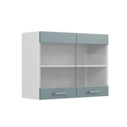 Vicco Armoire suspendue universelle Bleu-gris 80cm avec portes vitrées