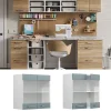 Vicco Armoire suspendue universelle Bleu-gris 60cm avec portes vitrées