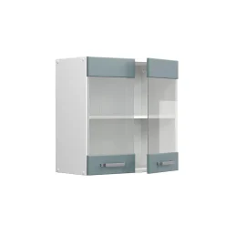 Vicco Armoire suspendue universelle Bleu-gris 60cm avec portes vitrées