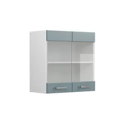 Vicco Armoire suspendue universelle Bleu-gris 60cm avec portes vitrées