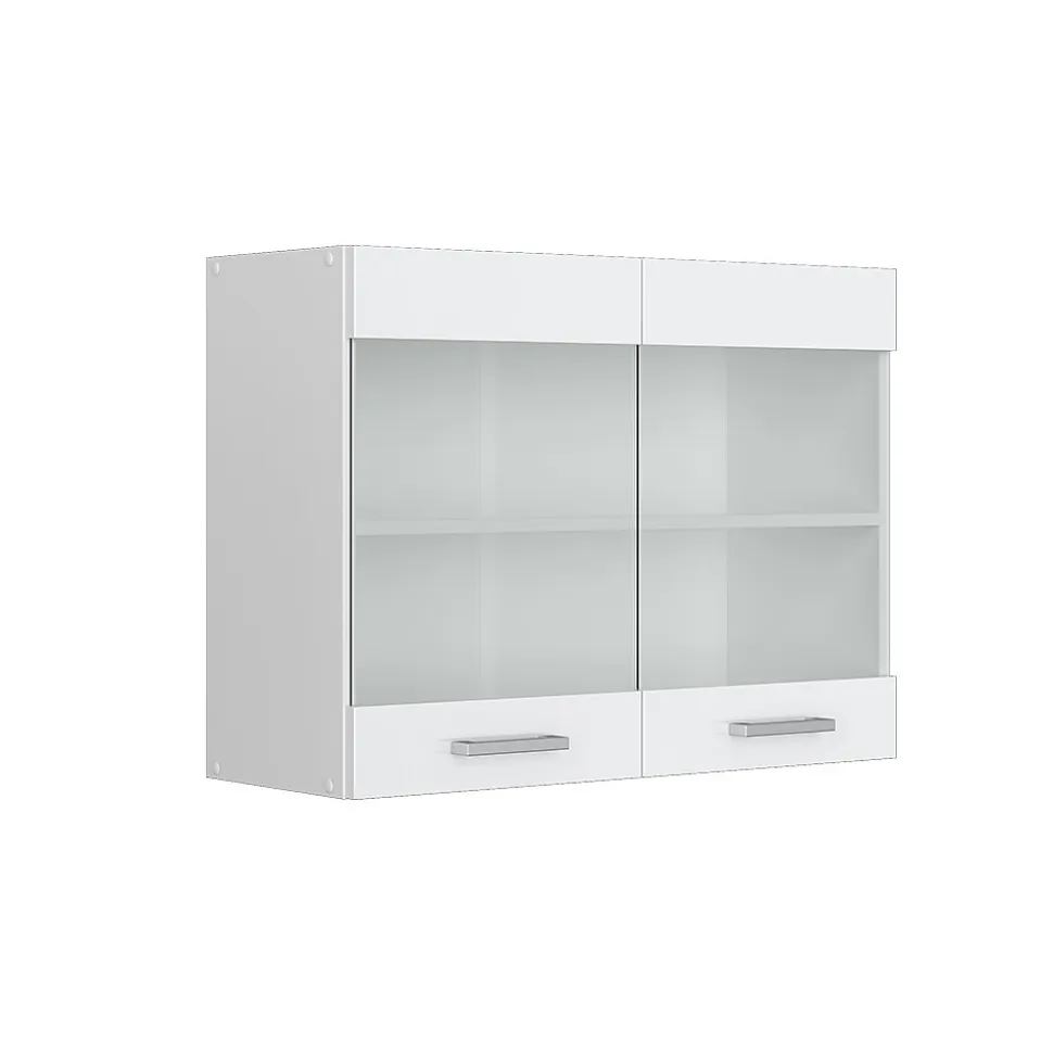 Vicco Armoire suspendue universelle Blanc Haute brillance 80cm avec portes vitrées