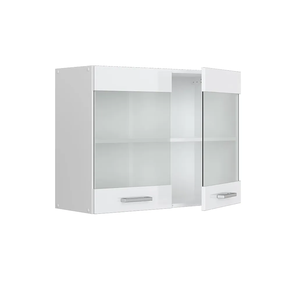Vicco Armoire suspendue universelle Blanc Haute brillance 80cm avec portes vitrées