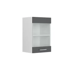 Vicco Armoire suspendue universelle Anthracite Haute brillance 40cm avec porte vitrée