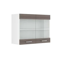 Vicco Armoire suspendue universelle Gris 80cm avec portes vitrées