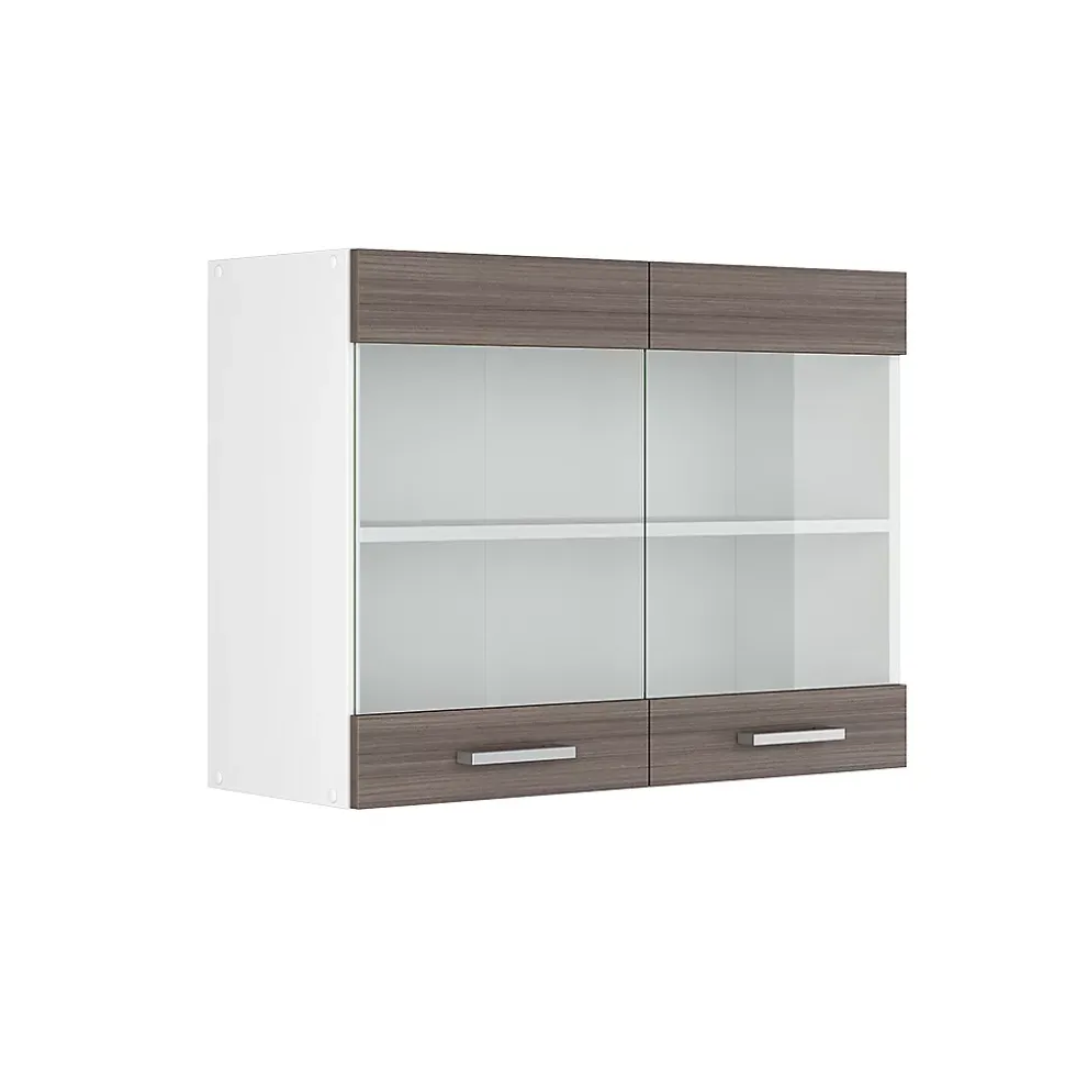 Vicco Armoire suspendue universelle Gris 80cm avec portes vitrées