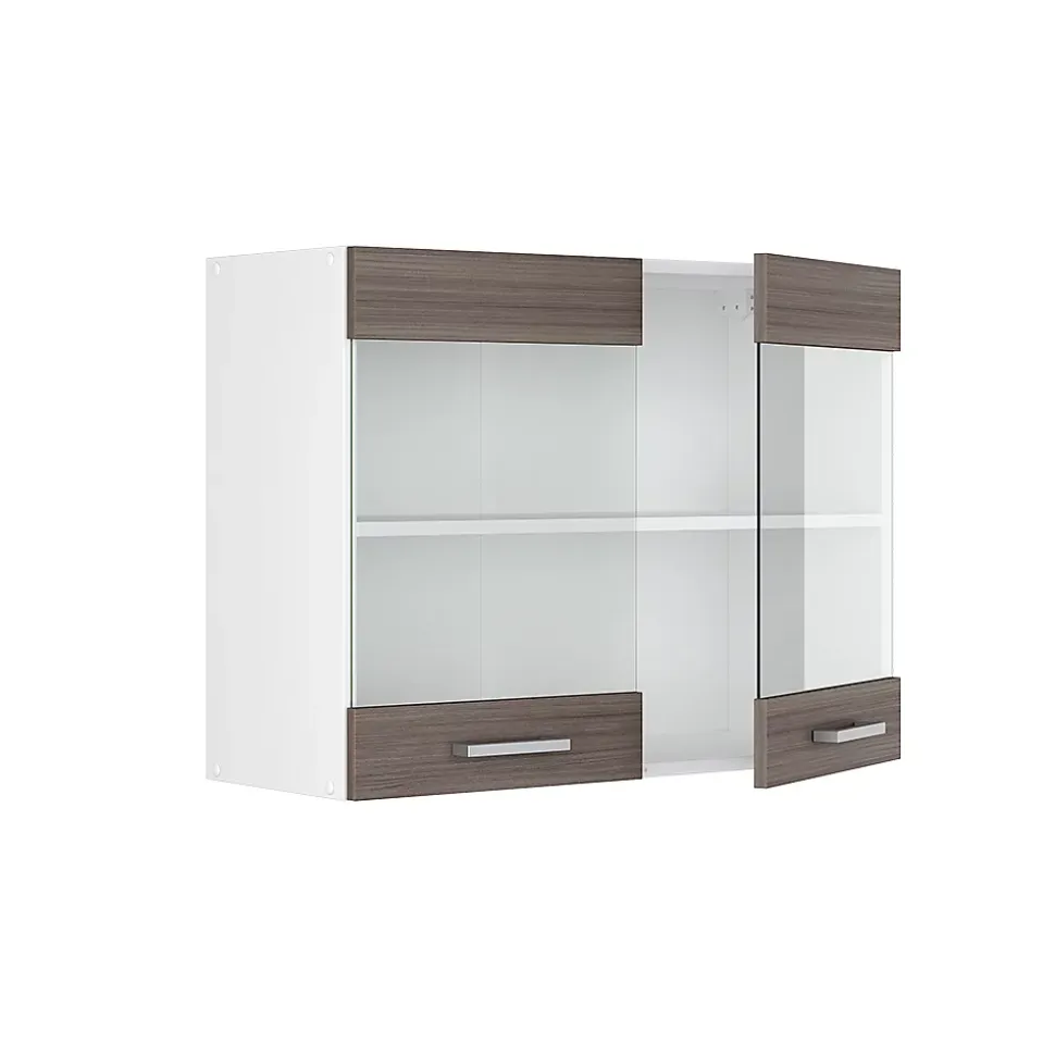 Vicco Armoire suspendue universelle Gris 80cm avec portes vitrées