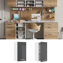 Vicco Armoire suspendue universelle Anthracite Haute brillance 30cm avec porte