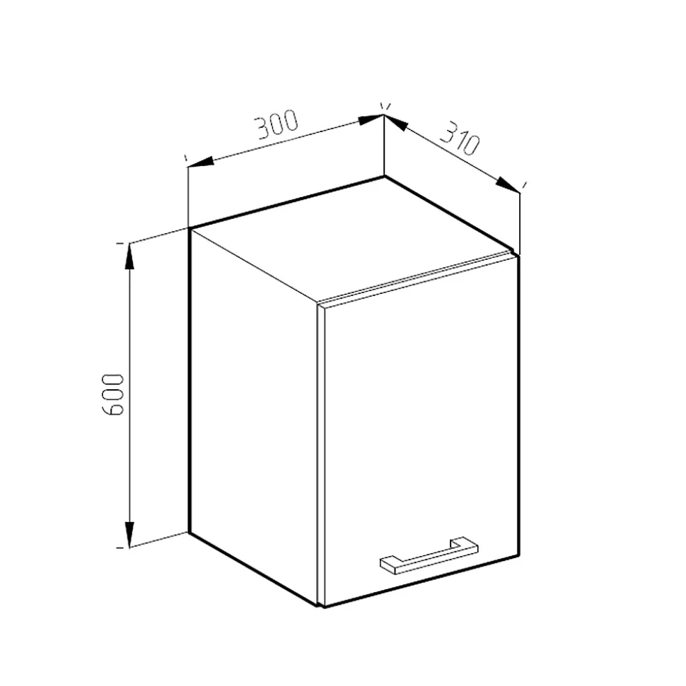 Vicco Armoire suspendue universelle Gris 30cm avec porte