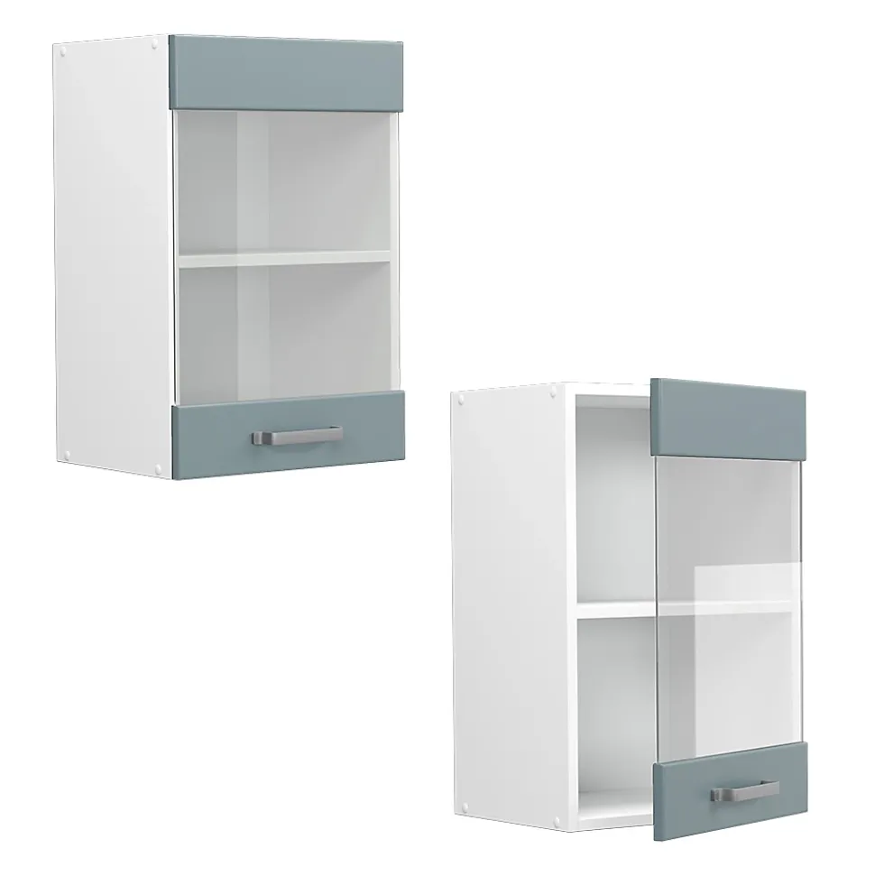 Vicco Armoire suspendue universelle Bleu-gris 40cm avec porte vitrée