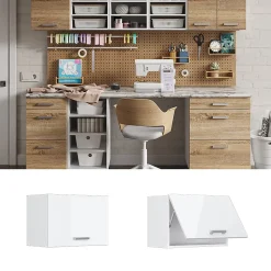 Vicco Armoire suspendue universelle Blanc Haute brillance 60cm avec porte dascenseur