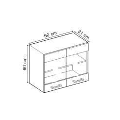 Vicco Armoire suspendue universelle Noir Haute brillance 60cm avec portes vitrées