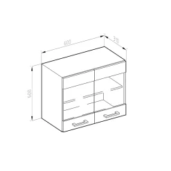 Vicco Armoire suspendue universelle Sonoma 60cm avec portes vitrées