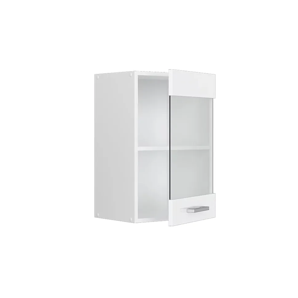 Vicco Armoire suspendue universelle Blanc Haute brillance 40cm avec porte vitrée
