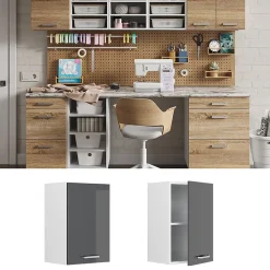 Vicco Armoire suspendue universelle Anthracite Haute brillance 40cm avec étagères ouvertes