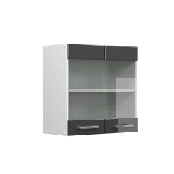 Vicco Armoire suspendue universelle Anthracite Haute brillance 60cm avec portes vitrées