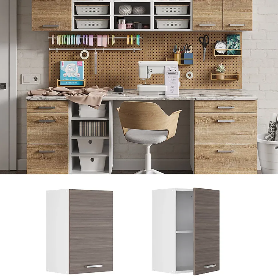 Vicco Armoire suspendue universelle Gris 40cm avec étagères ouvertes