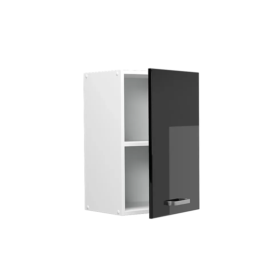 Vicco Armoire suspendue universelle Noir Haute brillance 40cm avec étagères ouvertes