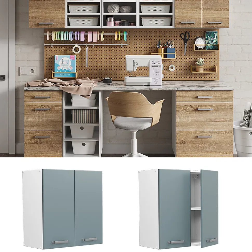 Vicco Armoire suspendue universelle Bleu-gris 60cm avec portes