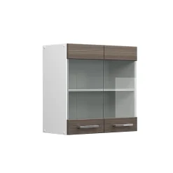 Vicco Armoire suspendue universelle Gris 60cm avec portes vitrées
