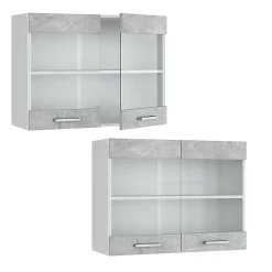 Vicco Armoire suspendue universelle Béton 80cm avec portes vitrées
