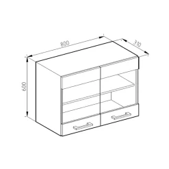 Vicco Armoire suspendue universelle Béton 80cm avec portes vitrées