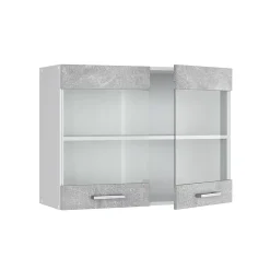Vicco Armoire suspendue universelle Béton 80cm avec portes vitrées