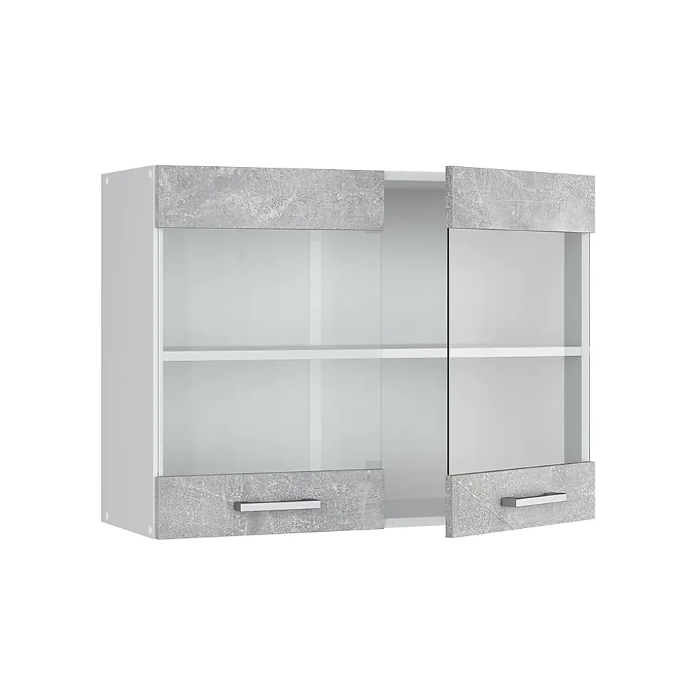Vicco Armoire suspendue universelle Béton 80cm avec portes vitrées