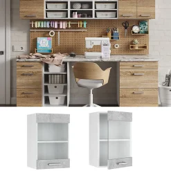 Vicco Armoire suspendue universelle Béton 40cm avec porte vitrée