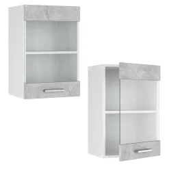 Vicco Armoire suspendue universelle Béton 40cm avec porte vitrée
