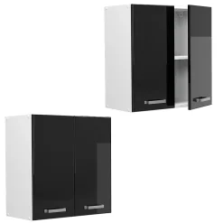 Vicco Armoire suspendue universelle Noir Haute brillance 60cm avec portes