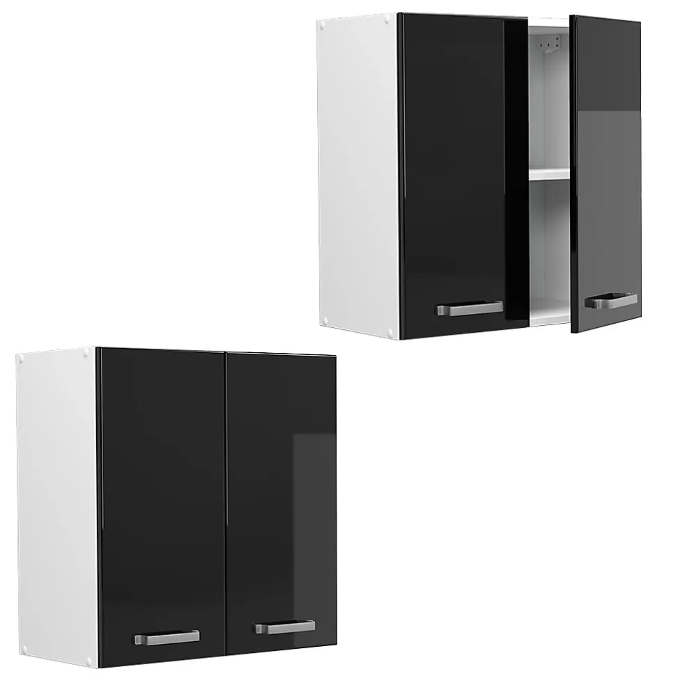 Vicco Armoire suspendue universelle Noir Haute brillance 60cm avec portes