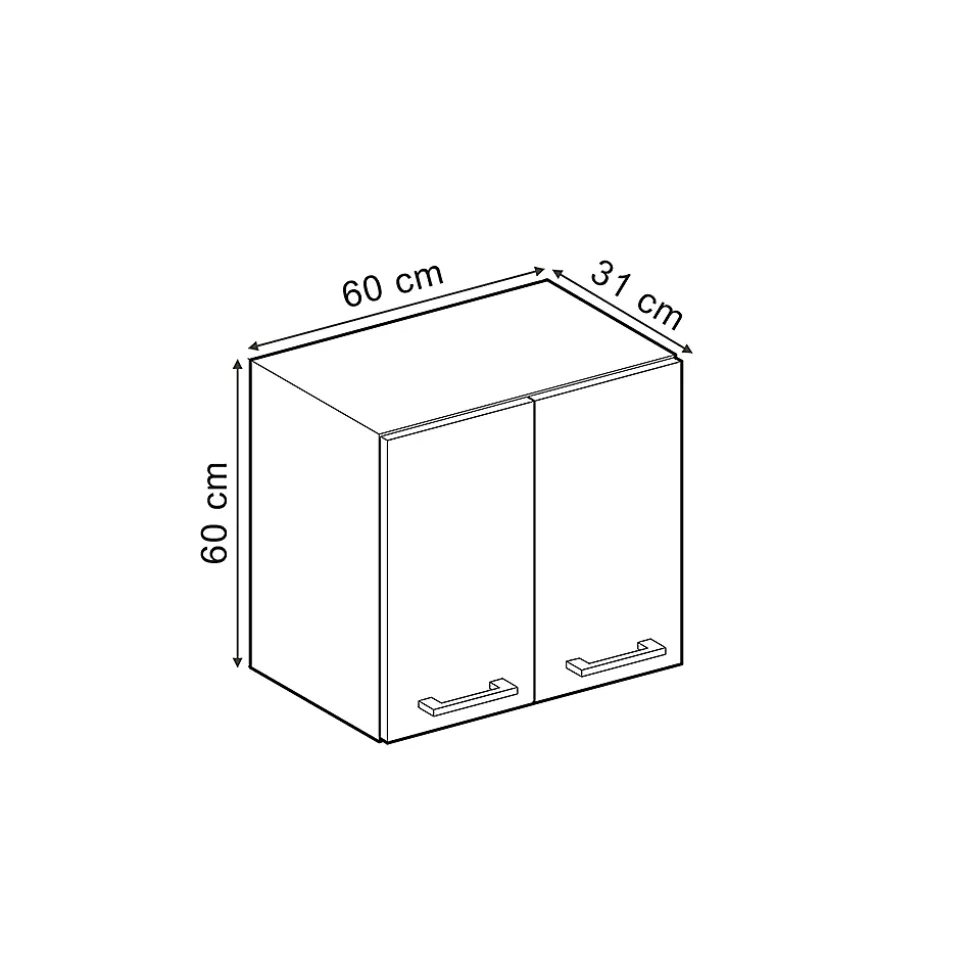 Vicco Armoire suspendue universelle Noir Haute brillance 60cm avec portes