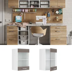 Vicco Armoire suspendue universelle Gris 40cm avec porte vitrée
