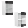 Vicco Armoire suspendue universelle Noir Haute brillance 40cm avec porte vitrée