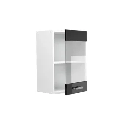 Vicco Armoire suspendue universelle Noir Haute brillance 40cm avec porte vitrée