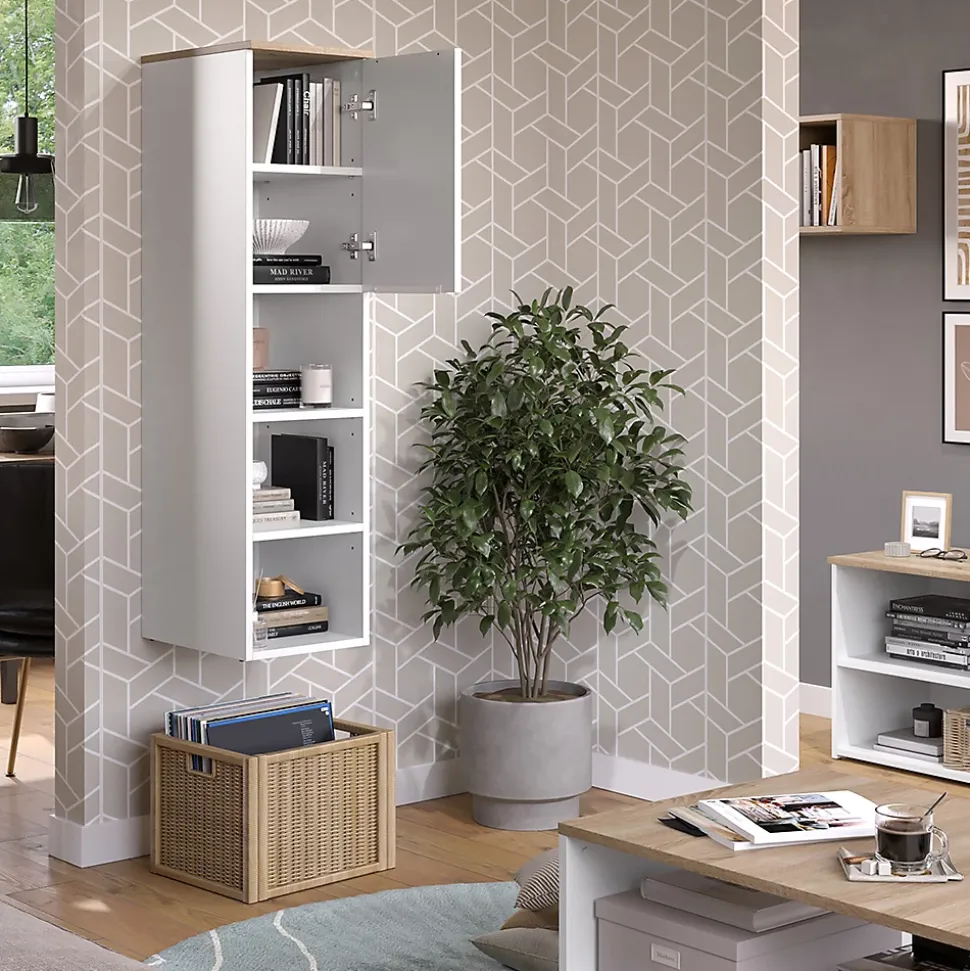 Vicco Armoire universelle Blanc/Sonoma 30.2x120cm avec une porte