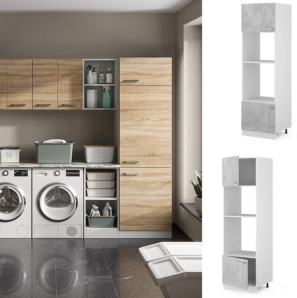Vicco Armoire universelle Béton 60cm avec étagères ouvertes, et portes