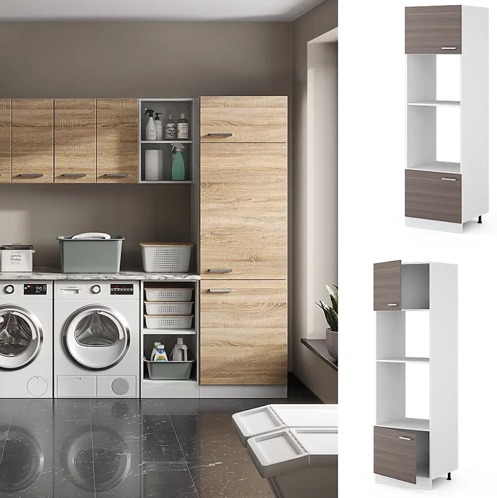 Vicco Armoire universelle Gris 60cm avec étagères ouvertes, et portes