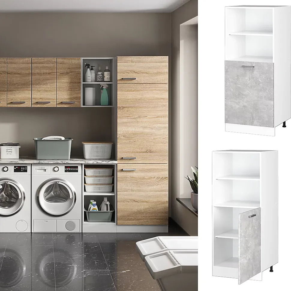 Vicco Armoire universelle Béton 60cm avec étagères ouvertes, et porte