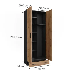 Vicco Armoire universelle Anthracite/chêne doré 80x201.2cm avec module de tiroir